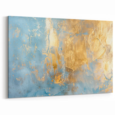 Luxury Abstract Wall Art – Light Blue & Gold Modern Canvas Print