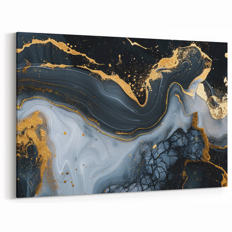 Luxury Black & Gold Abstract Painting – Modern Wall Art Print