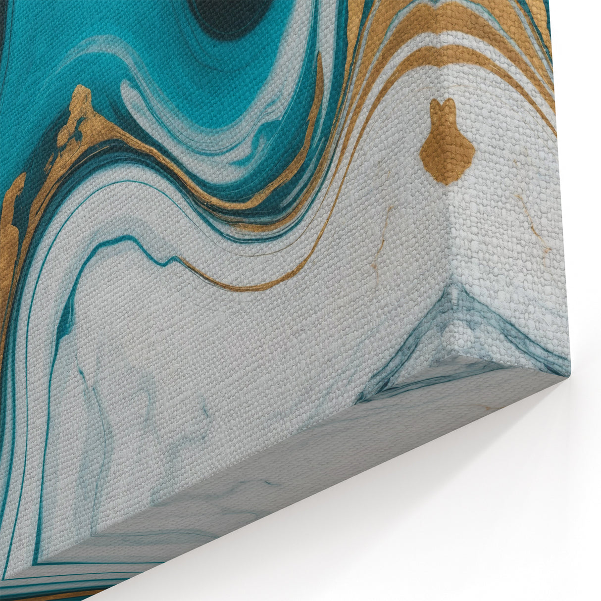 Modern Luxury Abstract Painting – Teal & Gold High-End Art