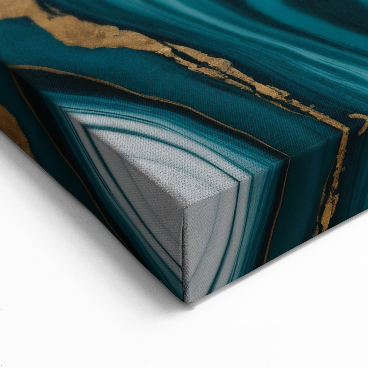 Modern Luxury Abstract Painting – Teal & Gold High-End Art