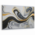 Sophisticated Abstract Art Design – Black, White & Gold Print