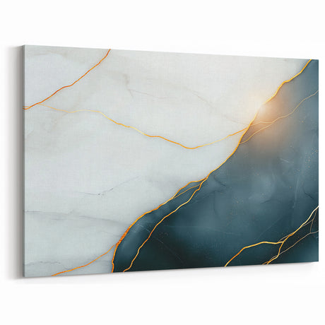 Contemporary Luxury Abstract Painting – White & Dark Blue Art