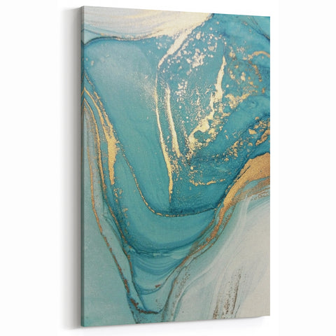 Upscale Abstract Art Collection – Teal & Gold Luxury Canvas