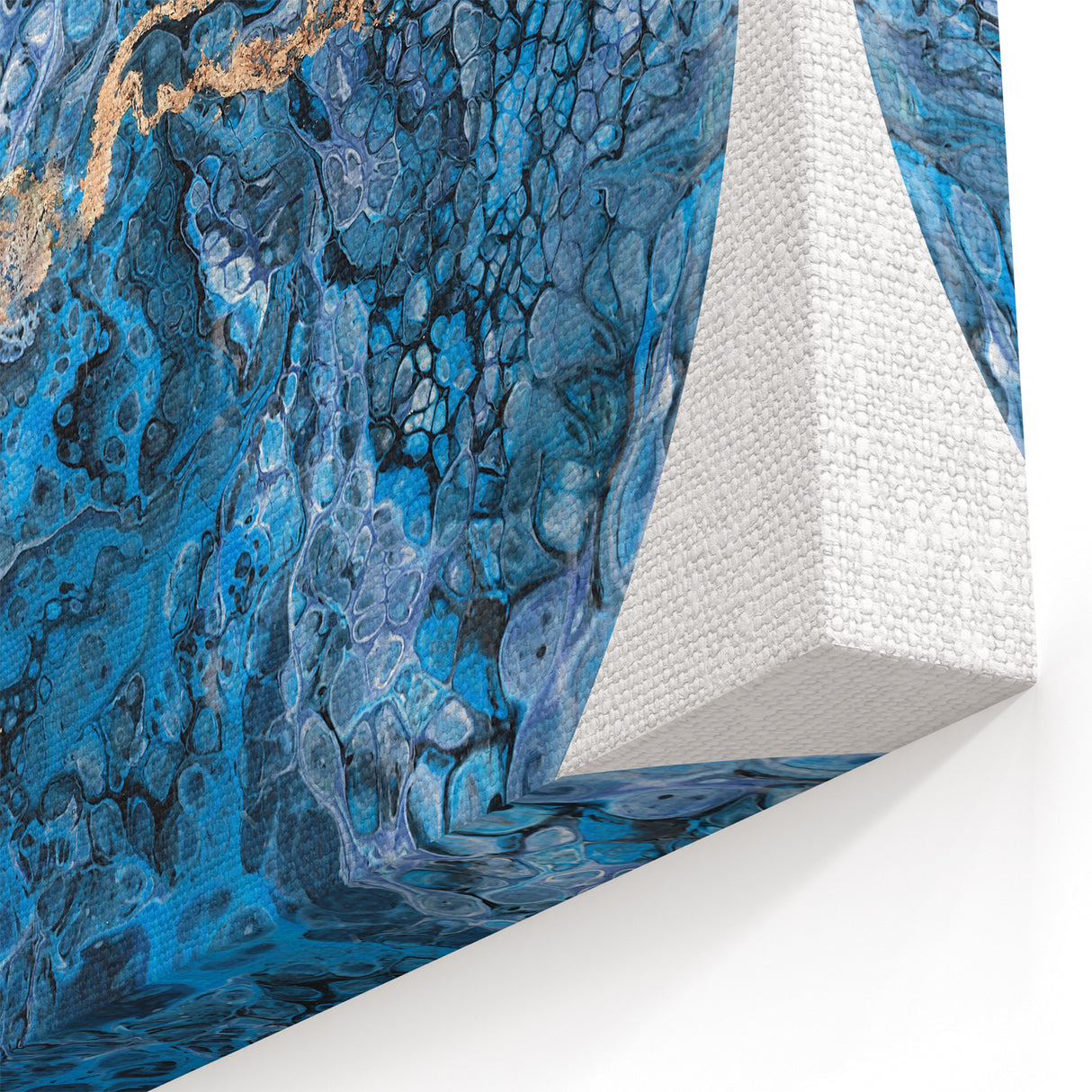 High-End Abstract Wall Decor – Round Blue & Gold Art Piece