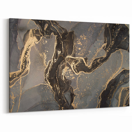 Sophisticated Abstract Art Designs – Black & Gold Canvas Print