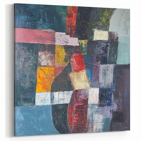 Geometric Abstract Expressionist Wall Art – Textured Modern Canvas