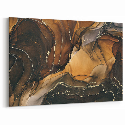 Upscale Abstract Art Collection – Brown & Gold Luxury Canvas