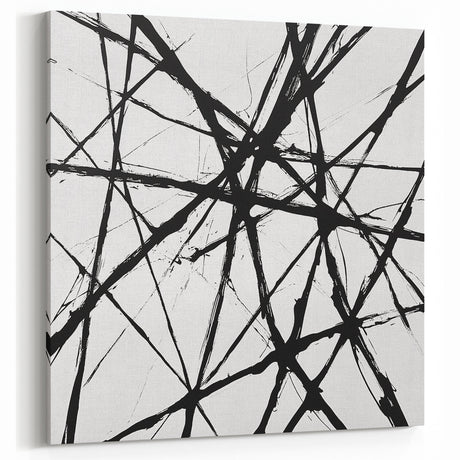 Minimalist Abstract Expressionist Wall Art – Black & White Canvas