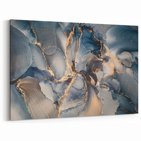 Luxury Abstract Wall Art – High-End Navy & Gold Canvas Print