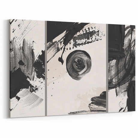 Large Black and White Abstract Wall Art - Modern Monochrome Canvas