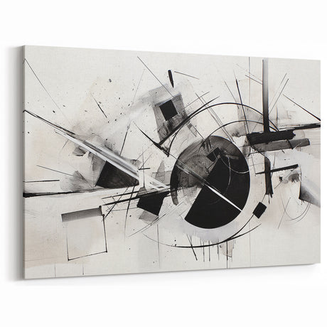 Black and White Geometric Wall Art - Modern Abstract Canvas