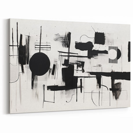 Minimalist Black and White Abstract Wall Art - Geometric Canvas