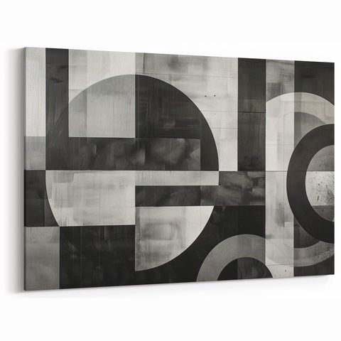 Black and White Geometric Wall Art - Modern Abstract Canvas