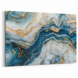 Exclusive Modern Abstract Art – Navy Blue, White & Gold Canvas