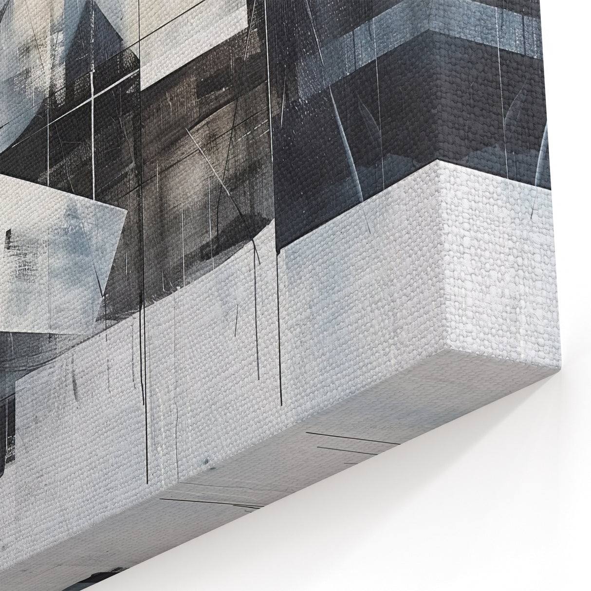 Modern Black and White Geometric Wall Art - Abstract Canvas