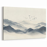 Minimalist Black and White Mountain Wall Art - Tranquil Canvas