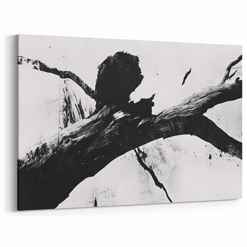 Bold Black and White Abstract Wall Art - Organic Expression Canvas