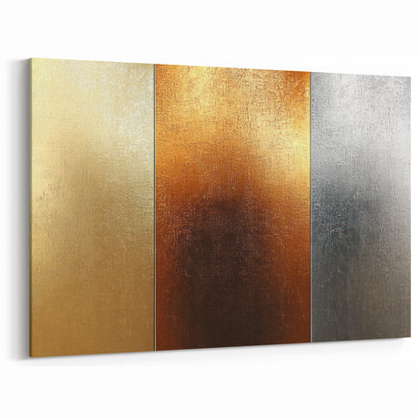 Luxury Gold, Bronze, and Silver Abstract Wall Art - Metallic Canvas
