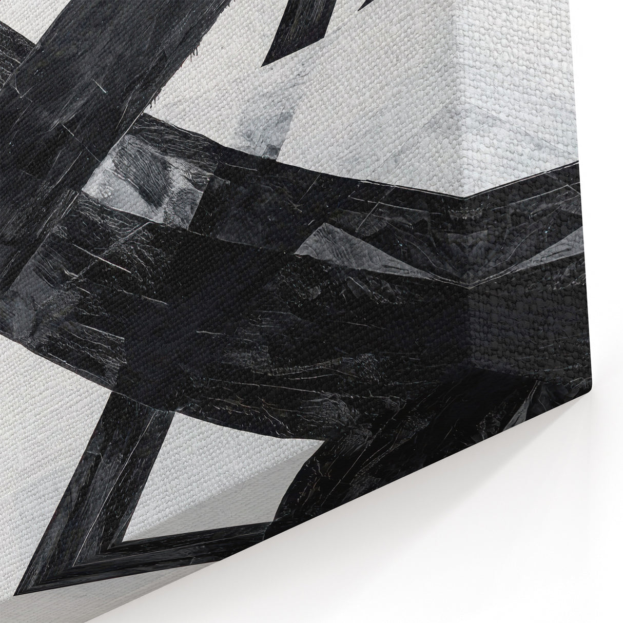 Black and White Abstract Wall Art - Bold Geometric Brushstroke Canvas