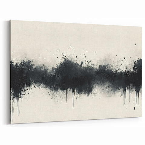 Large Black and White Abstract Wall Art - Monochrome Canvas Painting