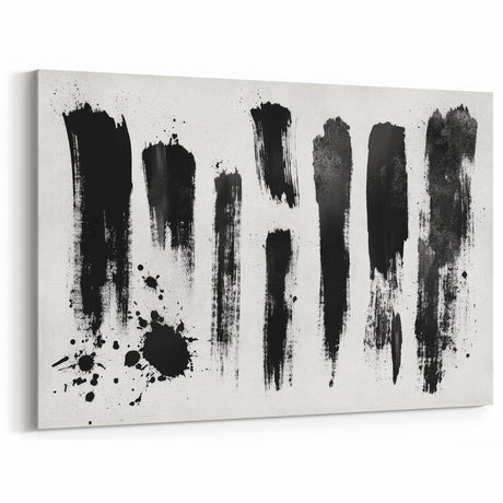 Minimalist Black and White Abstract Art - Bold Brushstroke Canvas