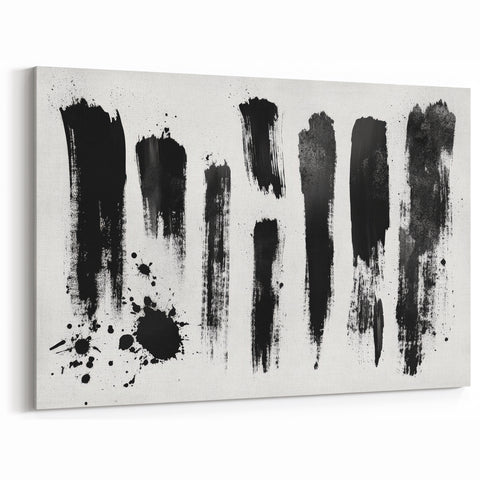 Minimalist Black and White Abstract Art - Bold Brushstroke Canvas