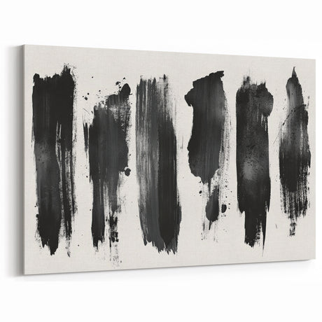 Modern Black and White Abstract Art - Bold Brushstroke Canvas