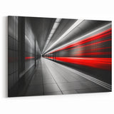 Minimalist Urban Landscape Wall Art – Modern Red Motion Print