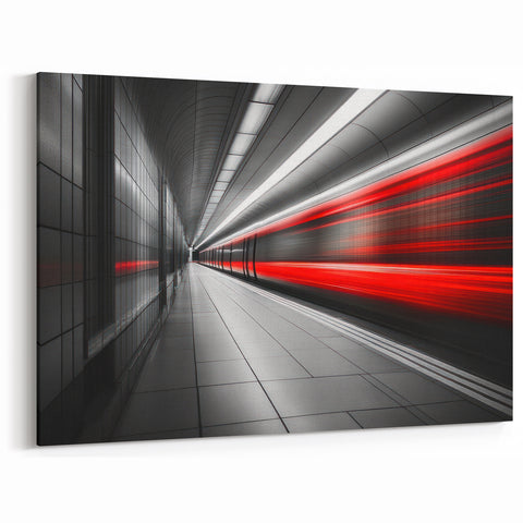 Minimalist Urban Landscape Wall Art – Modern Red Motion Print