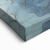 Modern Fluid Abstract Art – Gold & Blue Marble Ink Canvas