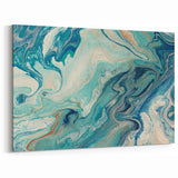 Fluid Abstract Wall Art – Ocean Blue & Turquoise Swirls Canvas