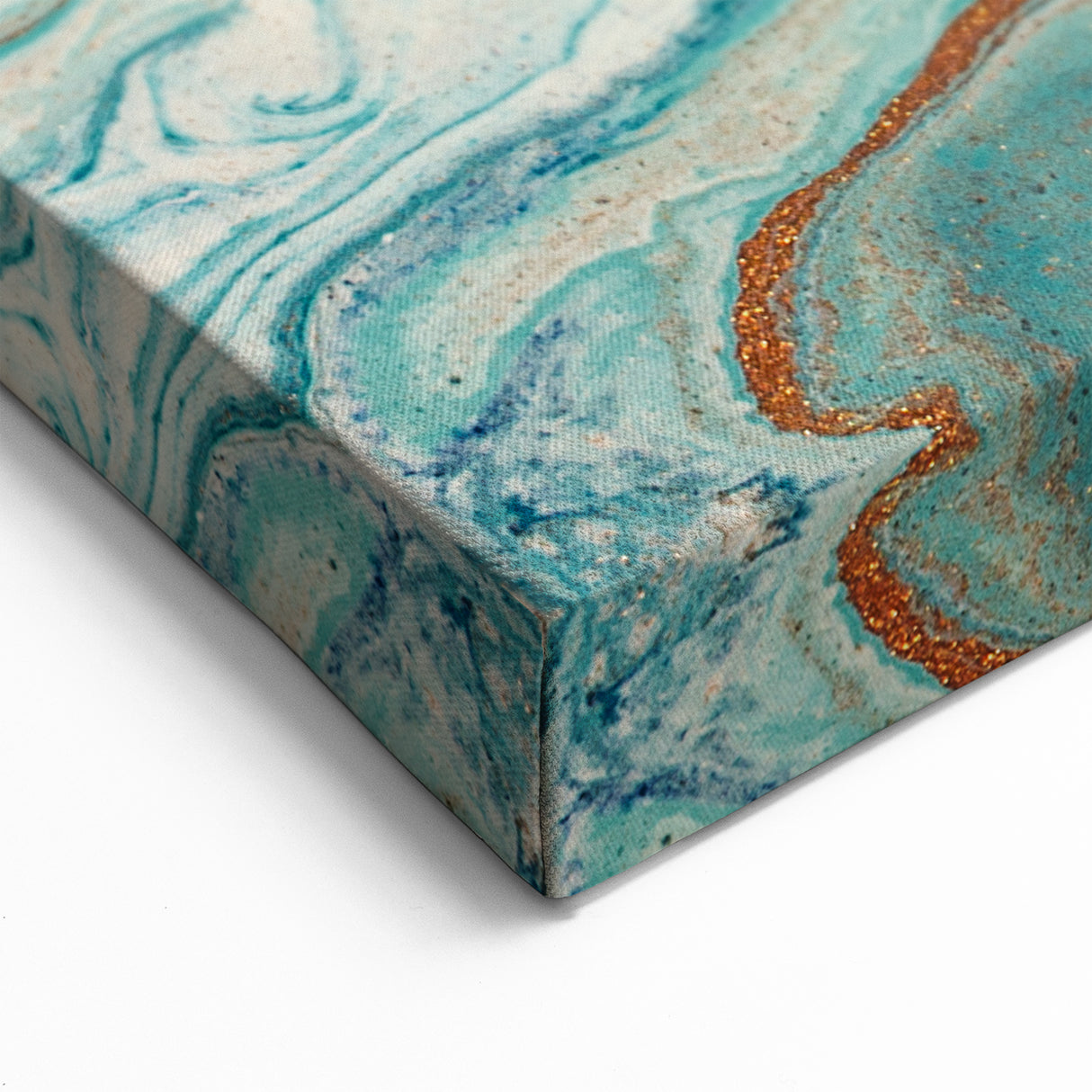 Fluid Abstract Wall Art – Ocean Blue & Turquoise Swirls Canvas