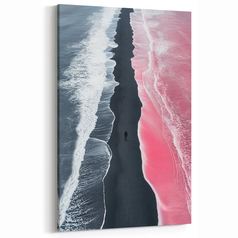 Black and White Minimalist Landscapes – Surreal Pink Ocean Print