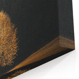 Minimalist Mountain Wall Art – Golden Tree in Sunlight Print