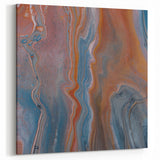 Fluid Acrylic Wall Decor – Rust & Blue Swirling Abstract Canvas