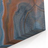 Fluid Acrylic Wall Decor – Rust & Blue Swirling Abstract Canvas