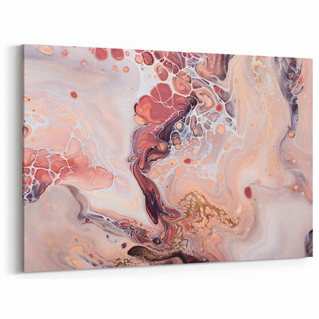 Modern Fluid Art Prints – Peach & Burgundy Swirling Canvas