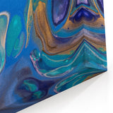 Fluid Art Paintings for Walls – Blue & Gold Ocean Swirls