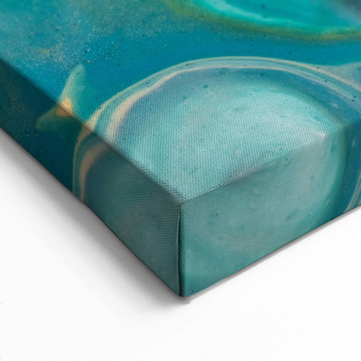 Fluid Art Paintings for Walls – Blue & Gold Ocean Swirls