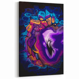 Abstract Fluid Canvas Art – Purple, Blue & Gold Swirl Painting