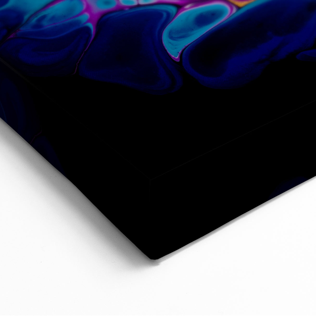 Abstract Fluid Canvas Art – Purple, Blue & Gold Swirl Painting