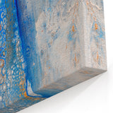 Fluid Abstract Wall Art – Blue & Gold Modern Acrylic Canvas Print