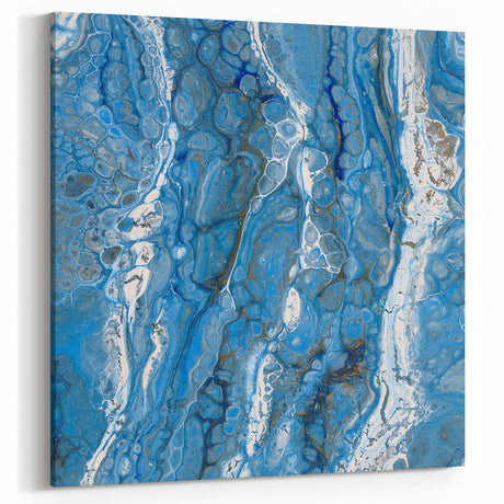 Modern Fluid Abstract Wall Art – Blue & White Acrylic Canvas Print