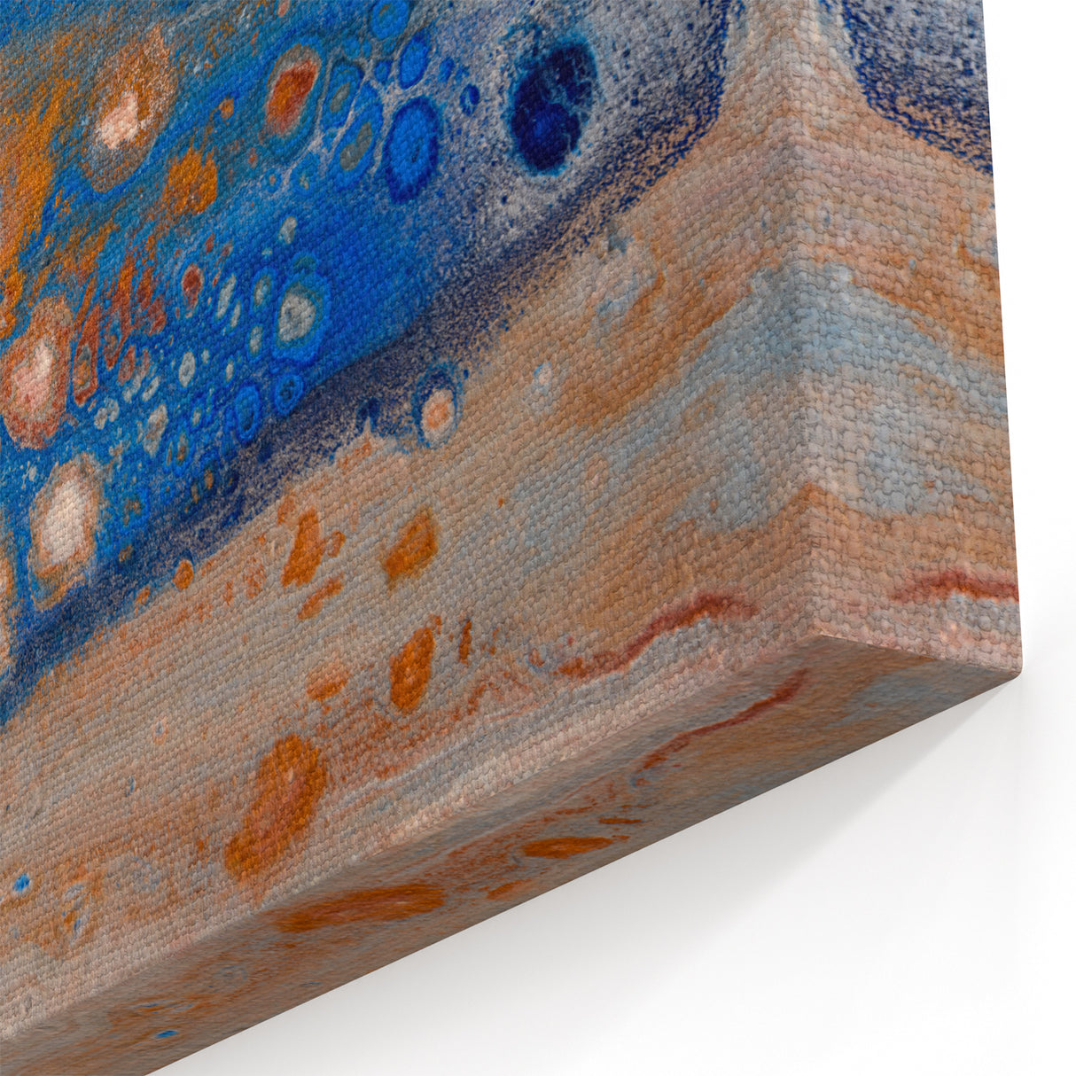 Abstract Fluid Canvas Art – Blue & Copper Modern Wall Decor