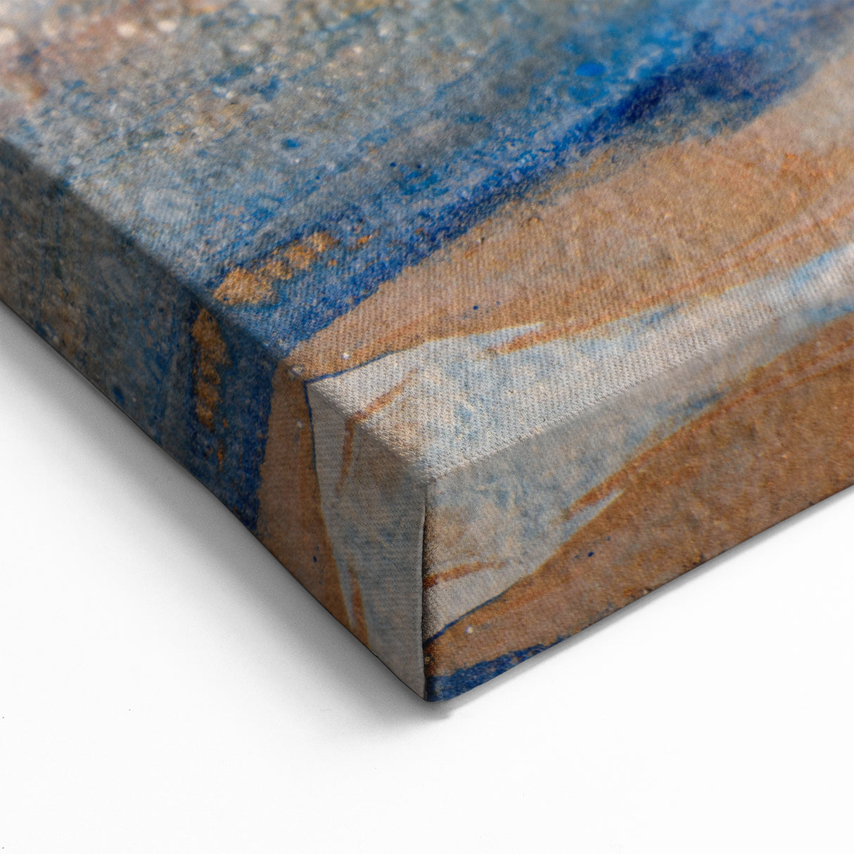 Abstract Fluid Canvas Art – Blue & Copper Modern Wall Decor