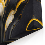 Fluid Abstract Wall Art – Black & Gold Elegant Acrylic Canvas