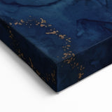 Contemporary Fluid Art Piece – Navy Blue & Gold Canvas Print