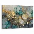 Contemporary Fluid Art Print – Teal & Gold Abstract Wall Decor