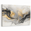 Modern Fluid Art Print – Black, White & Gold Abstract Wall Decor