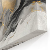Modern Fluid Art Print – Black, White & Gold Abstract Wall Decor